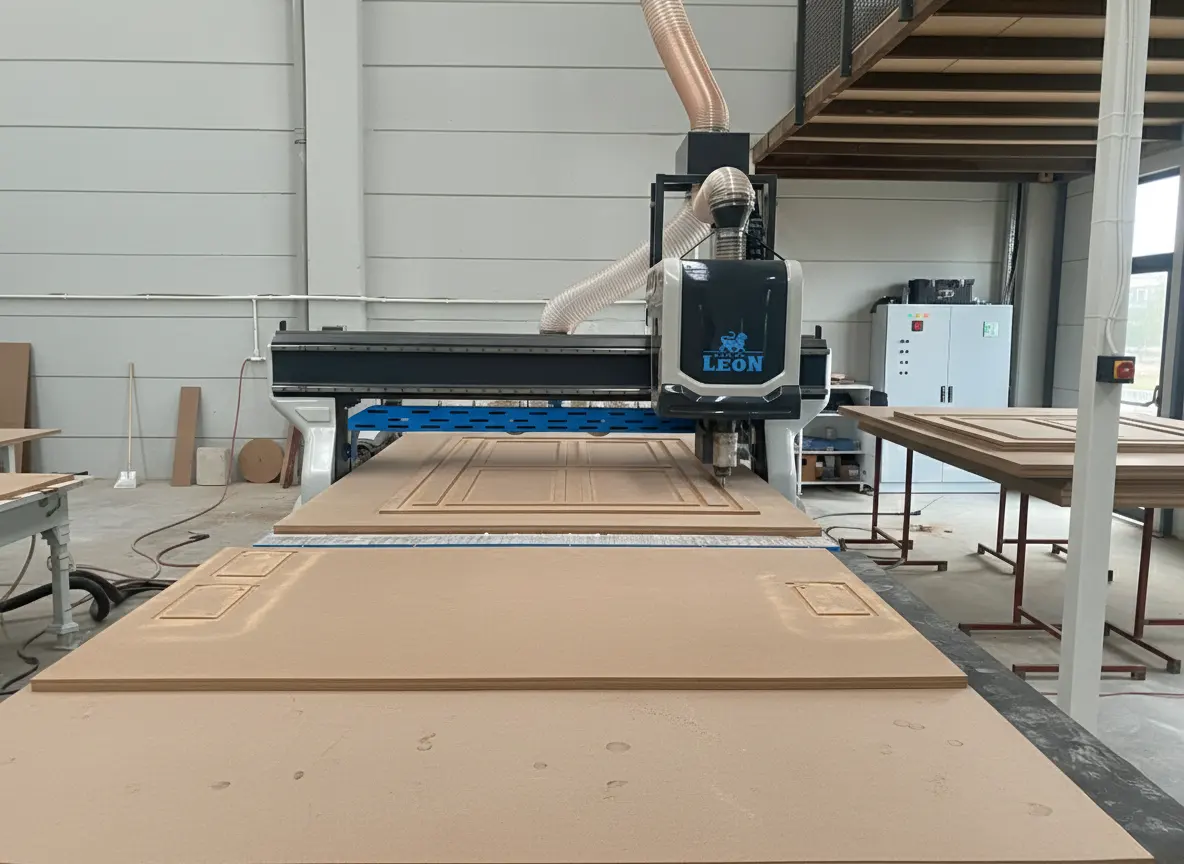 Konya ahşap kapak üretim atölyesi Neva Kapak CNC işleme süreci